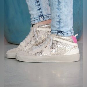 Shu Shop Paulina Gold Snake Print Sneakers